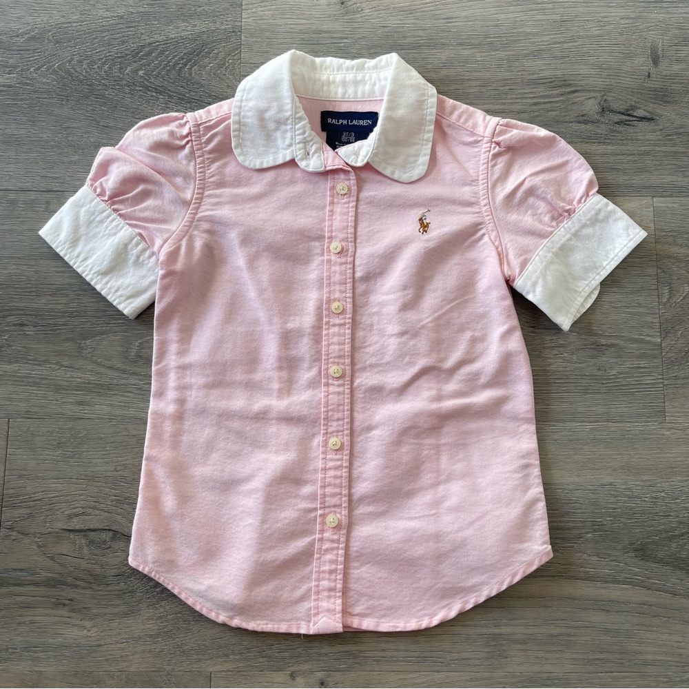 Ralph Lauren Pink and White Kids Polo Shirt